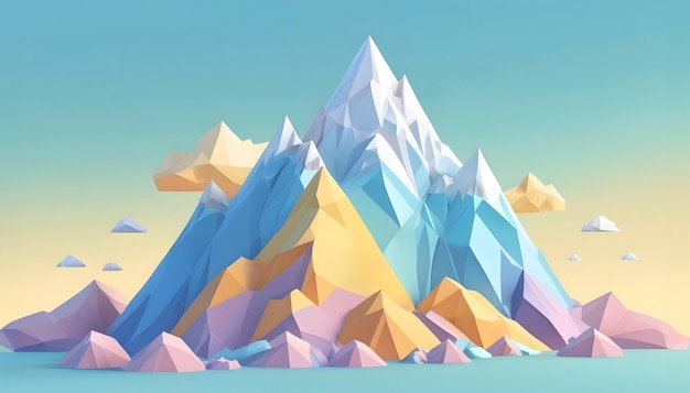 Bezpłatne zdjęcie abstrakcyjna góra z wielokątnymi kształtami