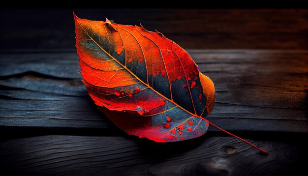 Abstrakcyjna jesienna piękność w wielobarwnym wzorze żył liścia generowanym przez sztuczną inteligencję