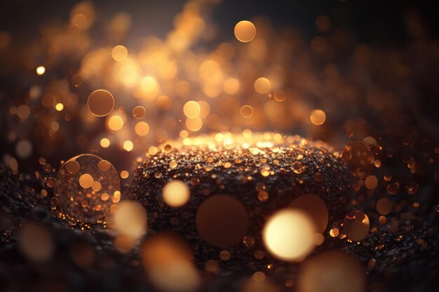 Abstrakcyjne tło bokeh złota Złoty świecidełka na izolowane na ciemnym tle Sparkle cząsteczek