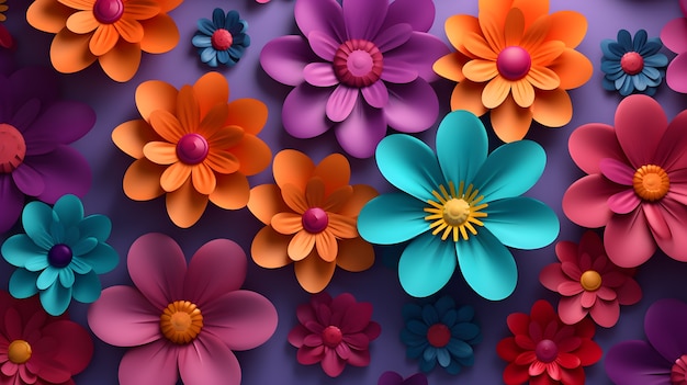 Bezpłatne zdjęcie abstrakcyjne tło z kwiatami 3d