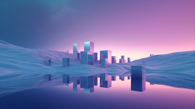 Abstrakcyjny fantasy krajobraz z kolorem roku fioletowych tonów