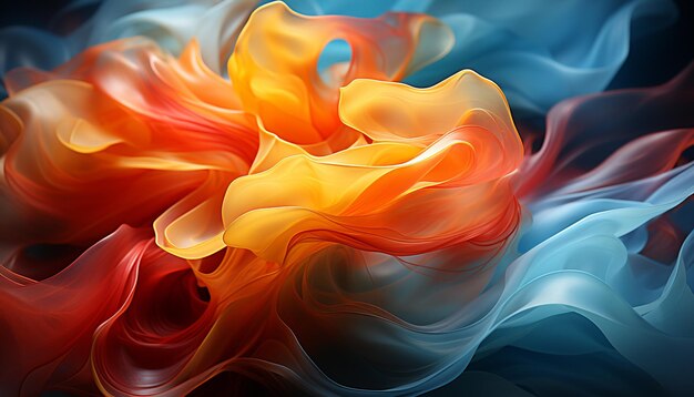 Abstrakcyjny płomień płynący w żywych kolorach, tworzący futurystyczny projekt tapety generowany przez sztuczną inteligencję