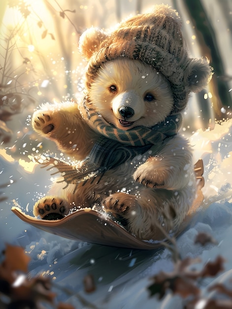 Bezpłatne zdjęcie adorable bear illustration in digital art style