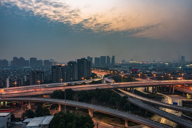 Bezpłatne zdjęcie aerial widok na suzhou wiadukt