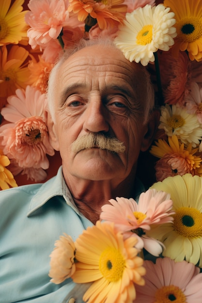 Bezpłatne zdjęcie ai wygenerowany portret kwitnącego mężczyzny