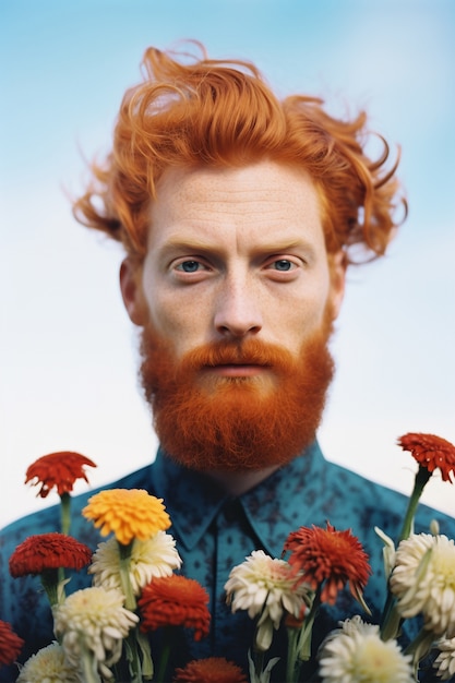Ai wygenerowany portret kwitnącego mężczyzny