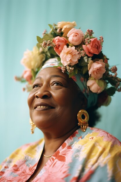 Ai wygenerowany portret kwitnącej kobiety