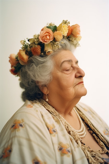 Bezpłatne zdjęcie ai wygenerowany portret kwitnącej kobiety