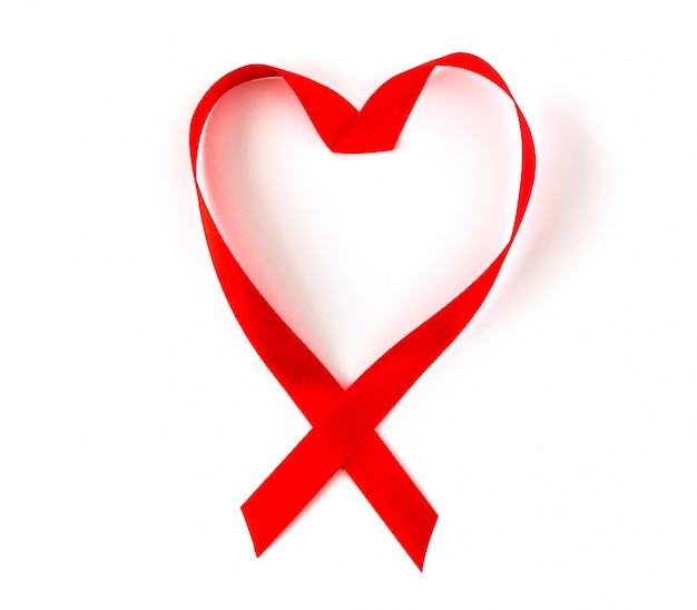 Aids Ribbon Red Heart Samodzielnie Na Białym Tle