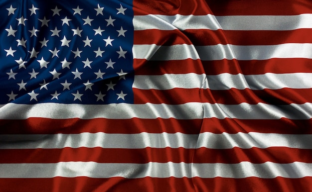 Amerykańska flaga z fałd i zagnieceń