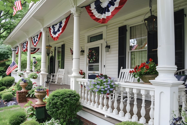 Amerykańskie kolory dekoracje domowe na świętowanie Dnia Niepodległości