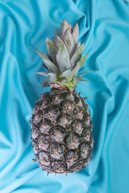 Bezpłatne zdjęcie ananas na niebieskim tle