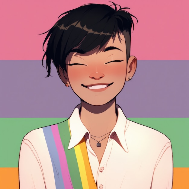 Bezpłatne zdjęcie androgyniczny awatar nie-binarnej osoby queer