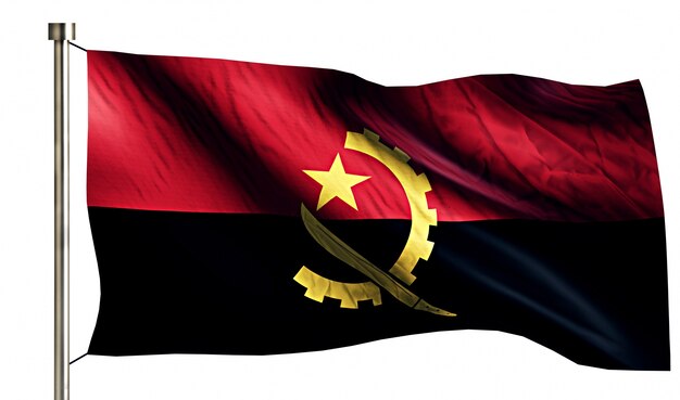 Angola Flaga Narodowa Pojedyncze 3D Białe Tło