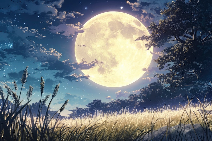 Bezpłatny plik Zdjęcie anime krajobraz księżyca