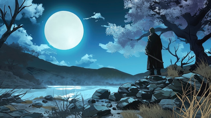 Bezpłatny plik Zdjęcie anime krajobraz księżyca