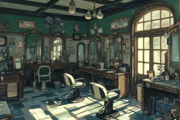 Bezpłatne zdjęcie anime style beauty salon with cosmetology equipment