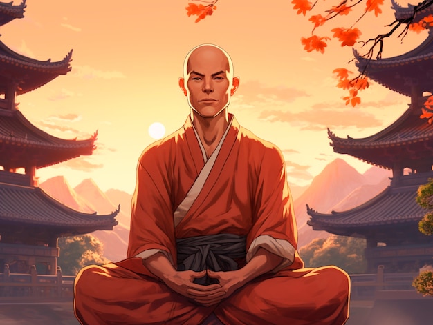 Bezpłatne zdjęcie anime style character meditating and contemplating mindfulness