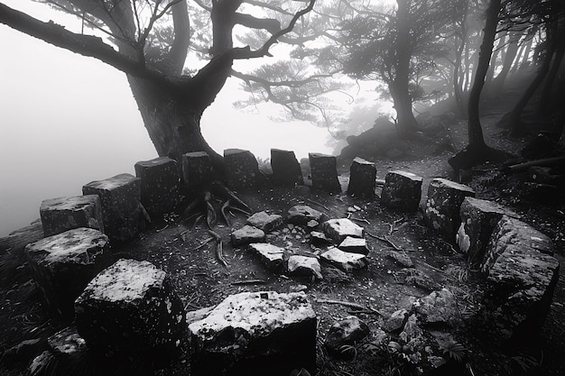 Bezpłatne zdjęcie aokigahara las ciemny styl