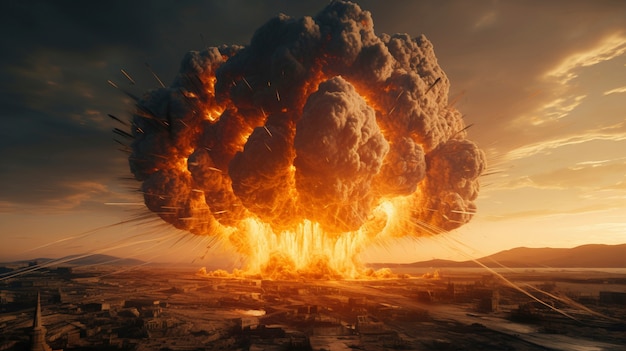 Bezpłatne zdjęcie apokaliptyczna eksplozja bomby jądrowej