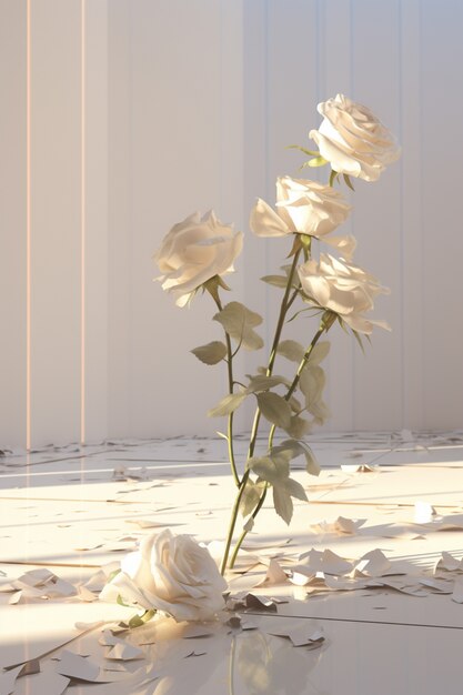 aranżacja kwiatów róż 3D