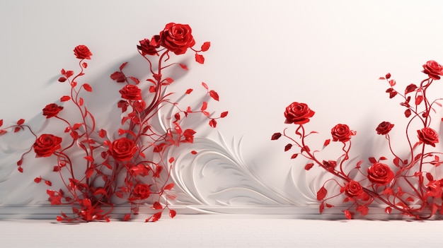 aranżacja kwiatów róż 3D
