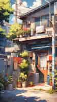 Bezpłatne zdjęcie architektura domów w stylu anime
