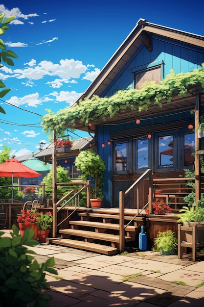 Bezpłatne zdjęcie architektura domów w stylu anime