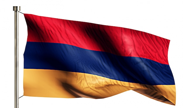 Bezpłatne zdjęcie armenia national flag pojedyncze 3d białe tło