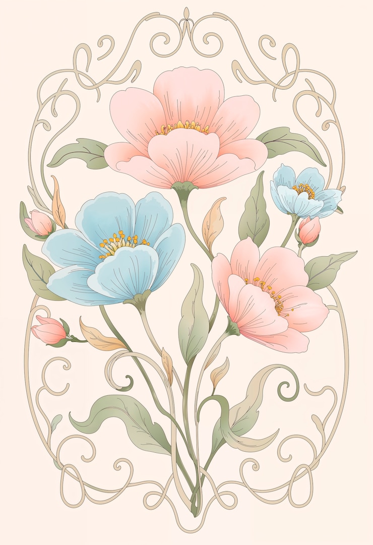 Bezpłatny plik Zdjęcie art nouveau piękne kwiaty