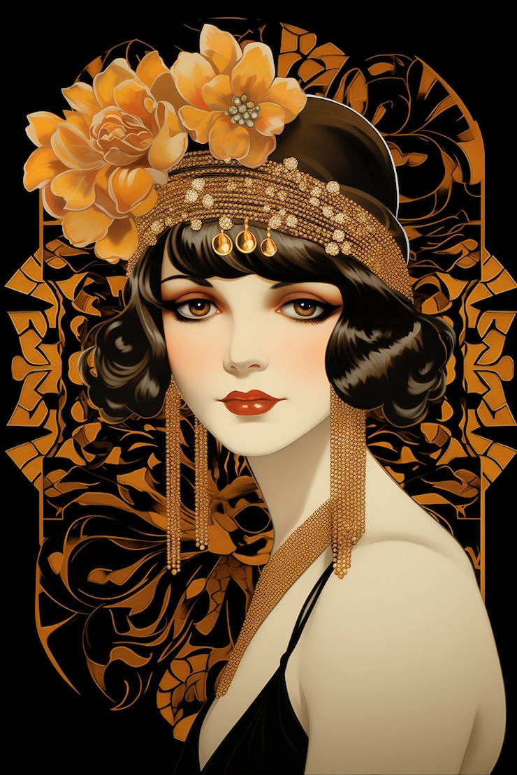 Bezpłatny plik Zdjęcie art nouveau portret pięknej kobiety