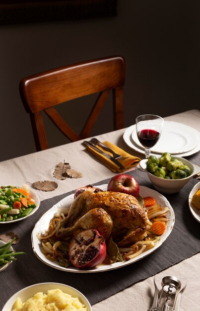 Asortyment obiadowy na Święto Dziękczynienia na stole