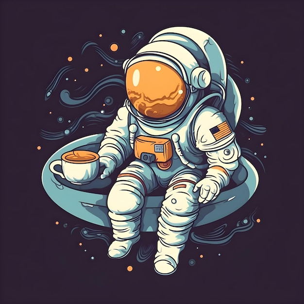 Astronauta Na Księżycu Ilustracja Wektorowa Na Ciemnym Tle
