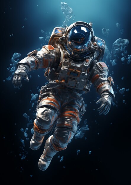 Astronauta nurkujący sztuka cyfrowa