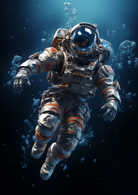 Astronauta nurkujący sztuka cyfrowa