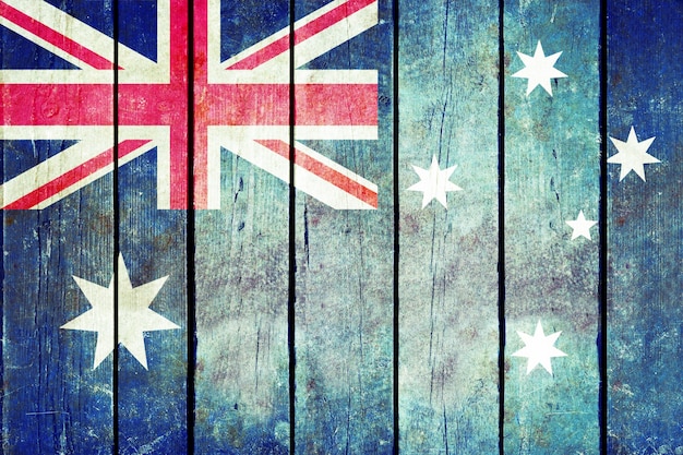 Australia Drewniane Flagi Grunge.