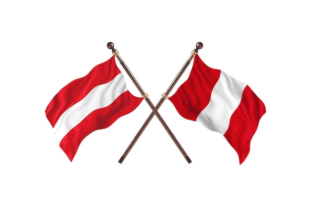 Austria kontra peru flagi dwóch krajów w tle