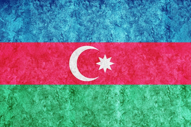 Azerbejdżan metaliczna flaga, teksturowana flaga, flaga grunge