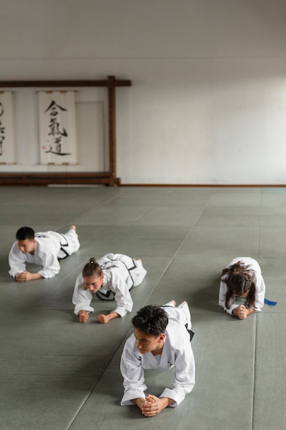 Azjatów ćwiczących Taekwondo.