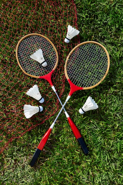 Badminton Ustawia Martwą Naturę Na Płasko