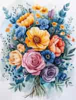 Bezpłatne zdjęcie beautiful watercolor floral arrangement