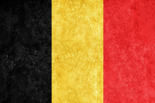 Belgia metaliczna flaga, teksturowana flaga, flaga grunge
