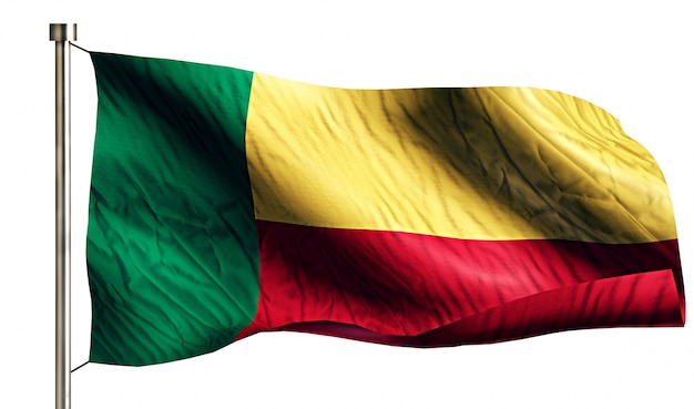Benin Flaga Narodowa Pojedyncze 3D Białe Tło