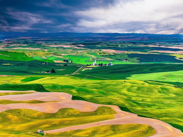 bezdrzewny obszar rolniczy Palouse w południowo-wschodnim Waszyngtonie