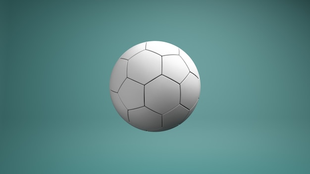 Biała piłka do piłki nożnej lub europejskiej piłki nożnej na niebieskim tle.