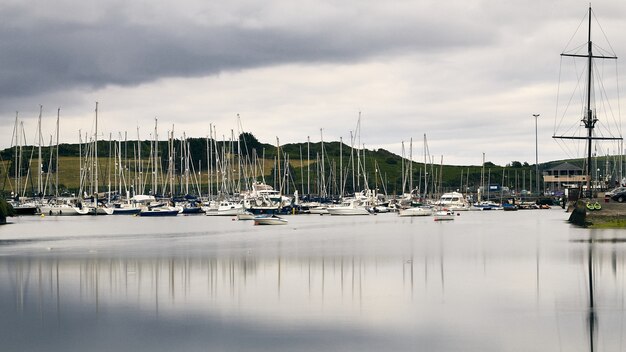 Białe łodzie na wybrzeżu Kinsale