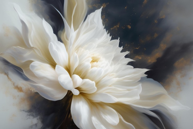 Biały kwiat ze złotym środkiem