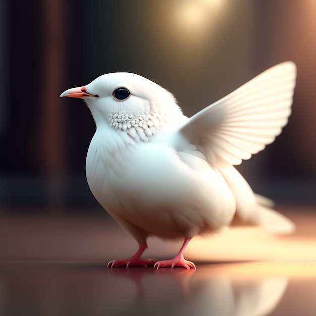 Bezpłatne zdjęcie biały ptak z czarnym dziobem i czerwonym dziobem stoi na podłodze.