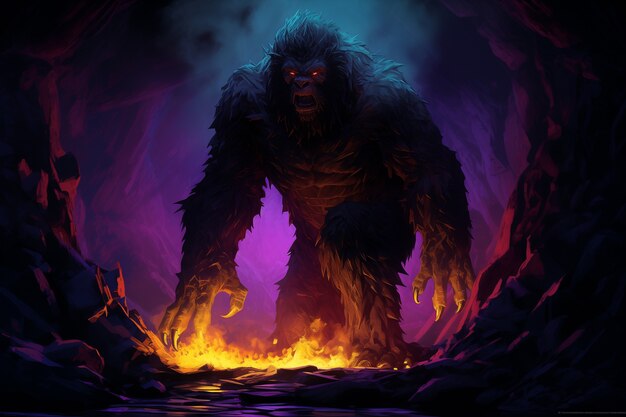 Bigfoot reprezentowany w neonowym blasku