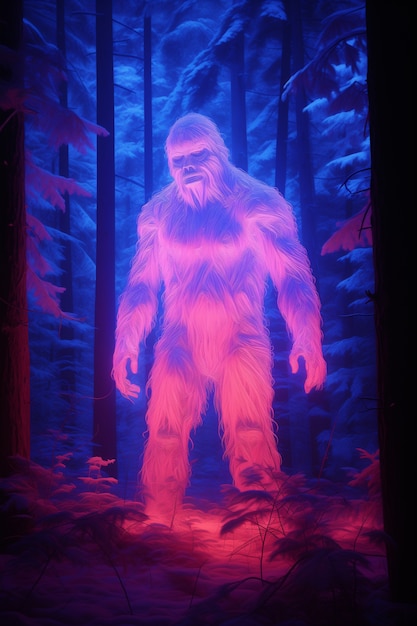 Bigfoot Reprezentowany W Neonowym Blasku